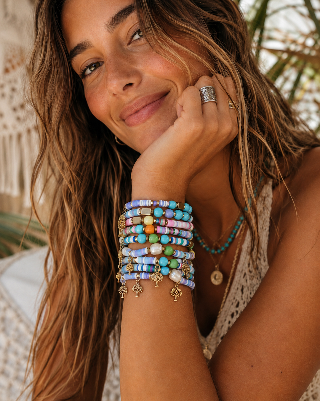 Rainbow Tree Charm Bracelet Lilac