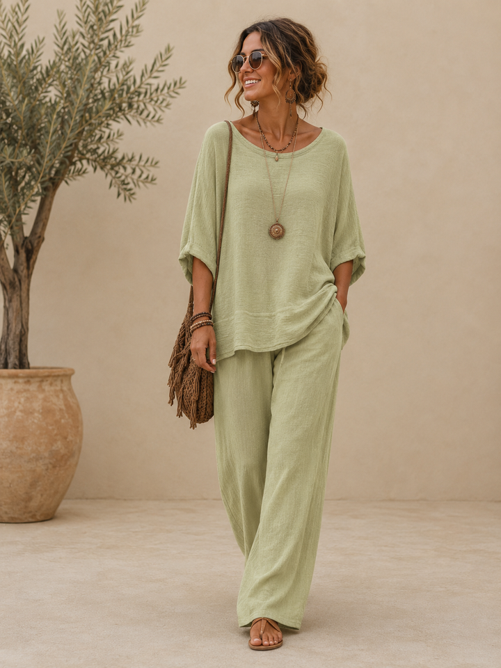 Luisa Linen Oversized Top Pistachio