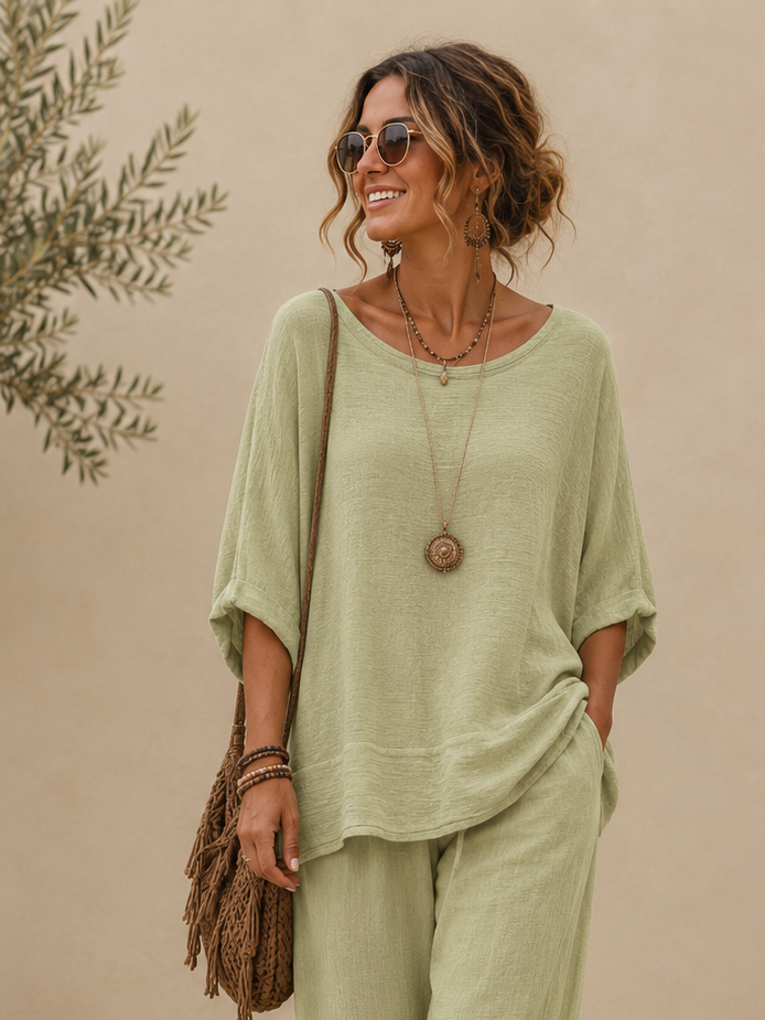 Luisa Linen Oversized Top Pistachio