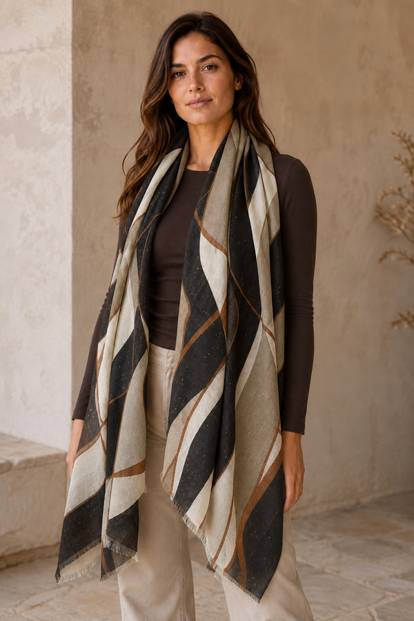 Sahara Sparkle Swirl Scarf Black