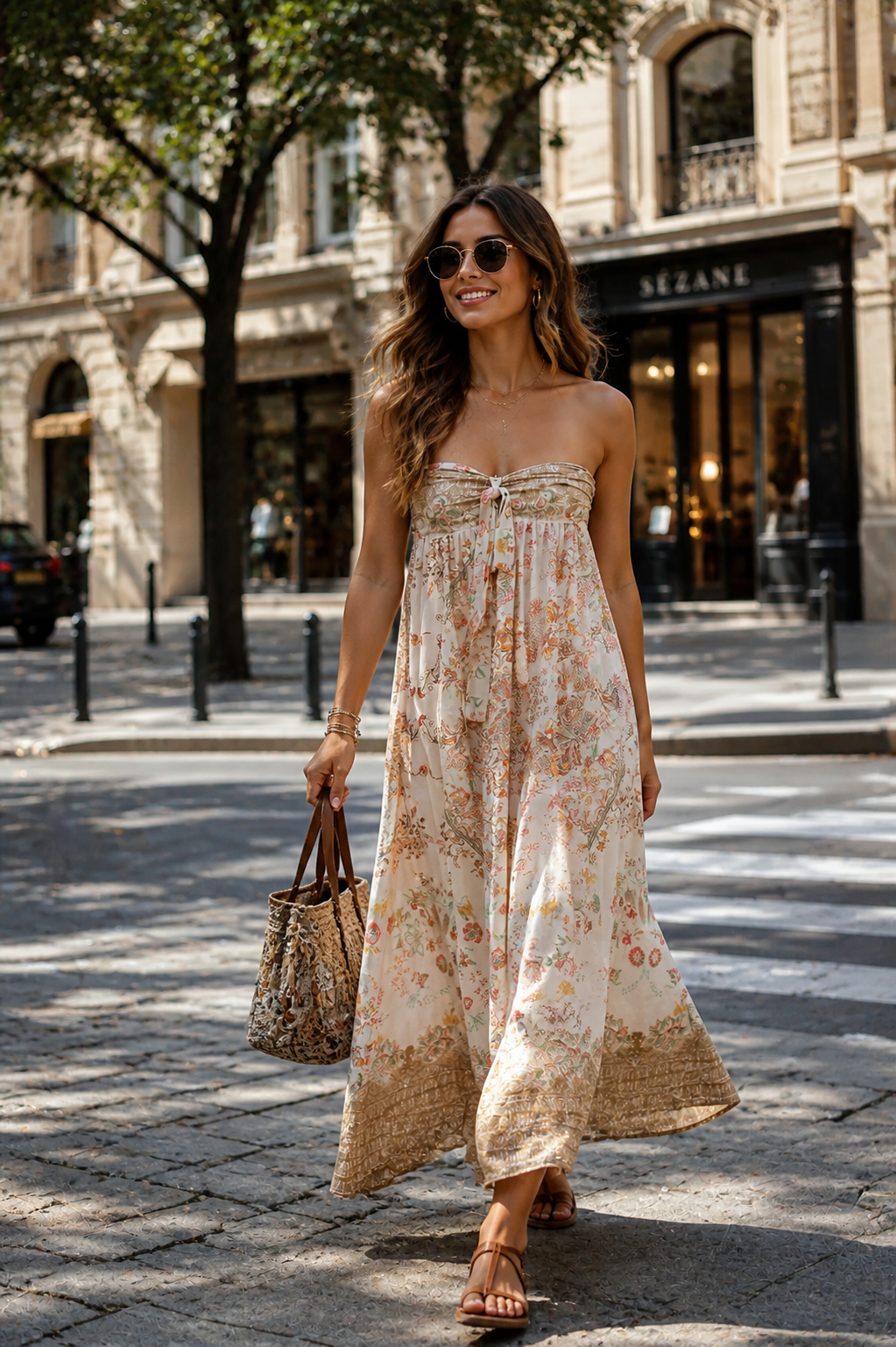 Talitha Tropical Dress Golden Beige