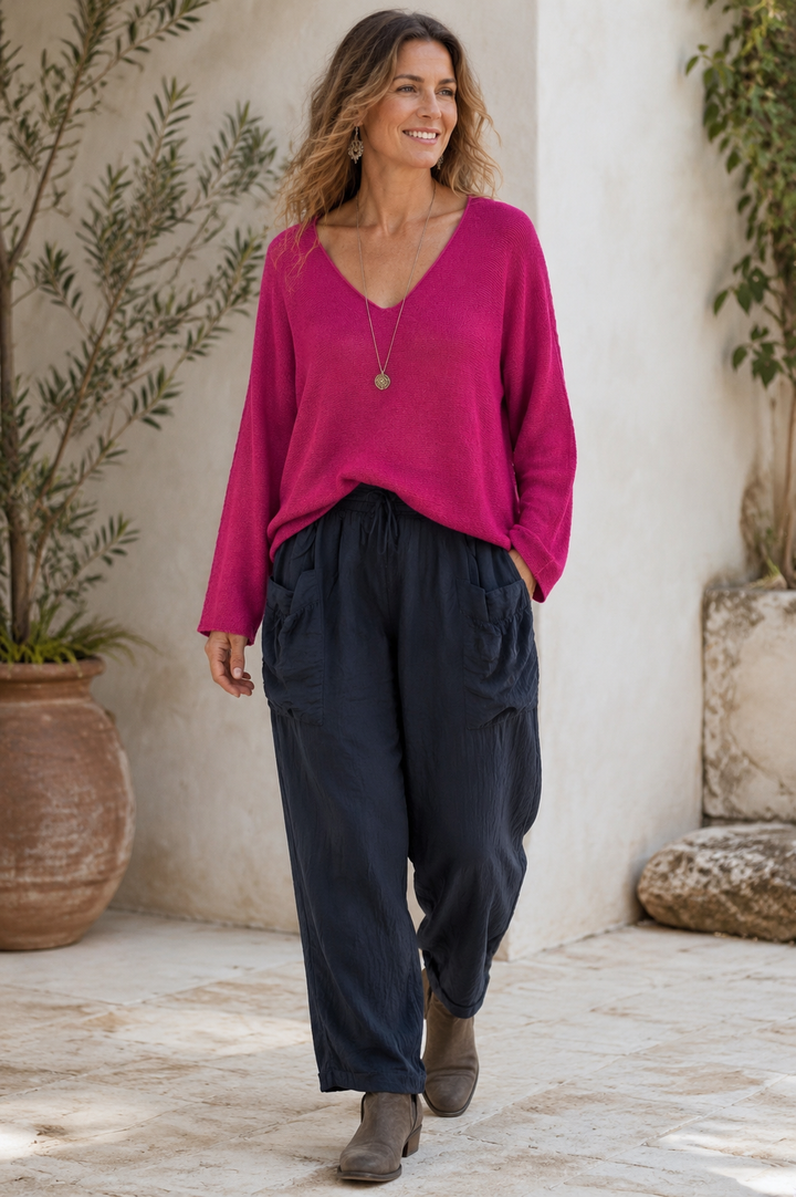 Anabelle V-Neck Jumper Magenta