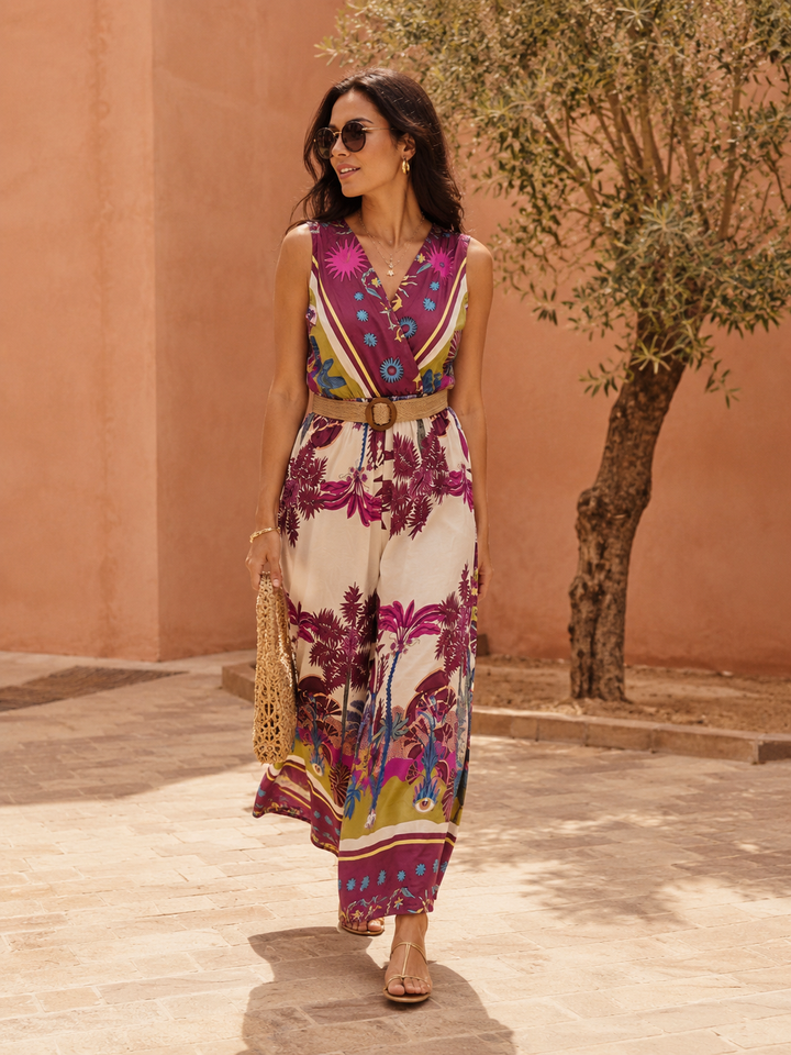 Perry Palazzo Jumpsuit Plum
