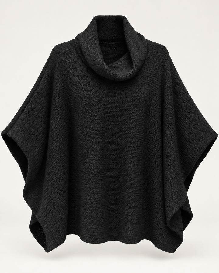 Black Cowl Poncho Top