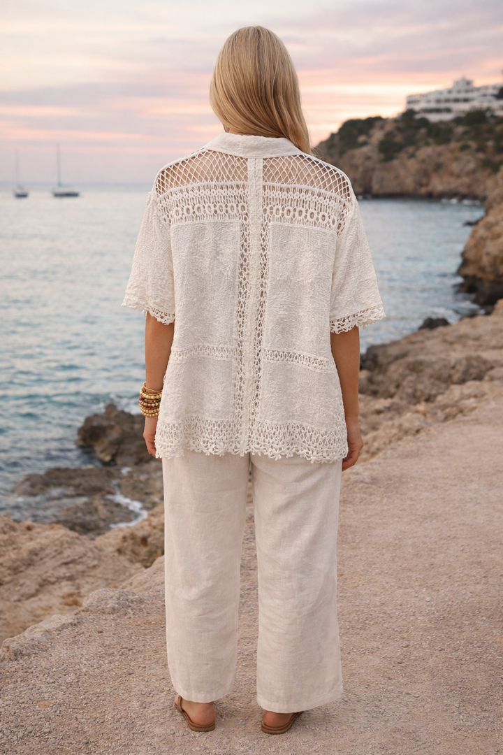 Las Salinas Crochet Shirt White