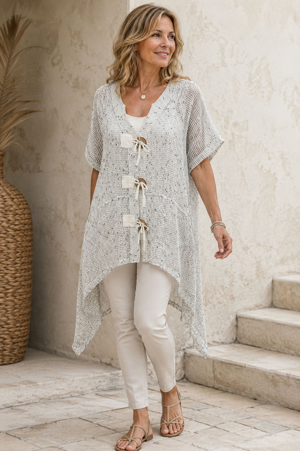 Marcia Mesh Cardigan Light Grey