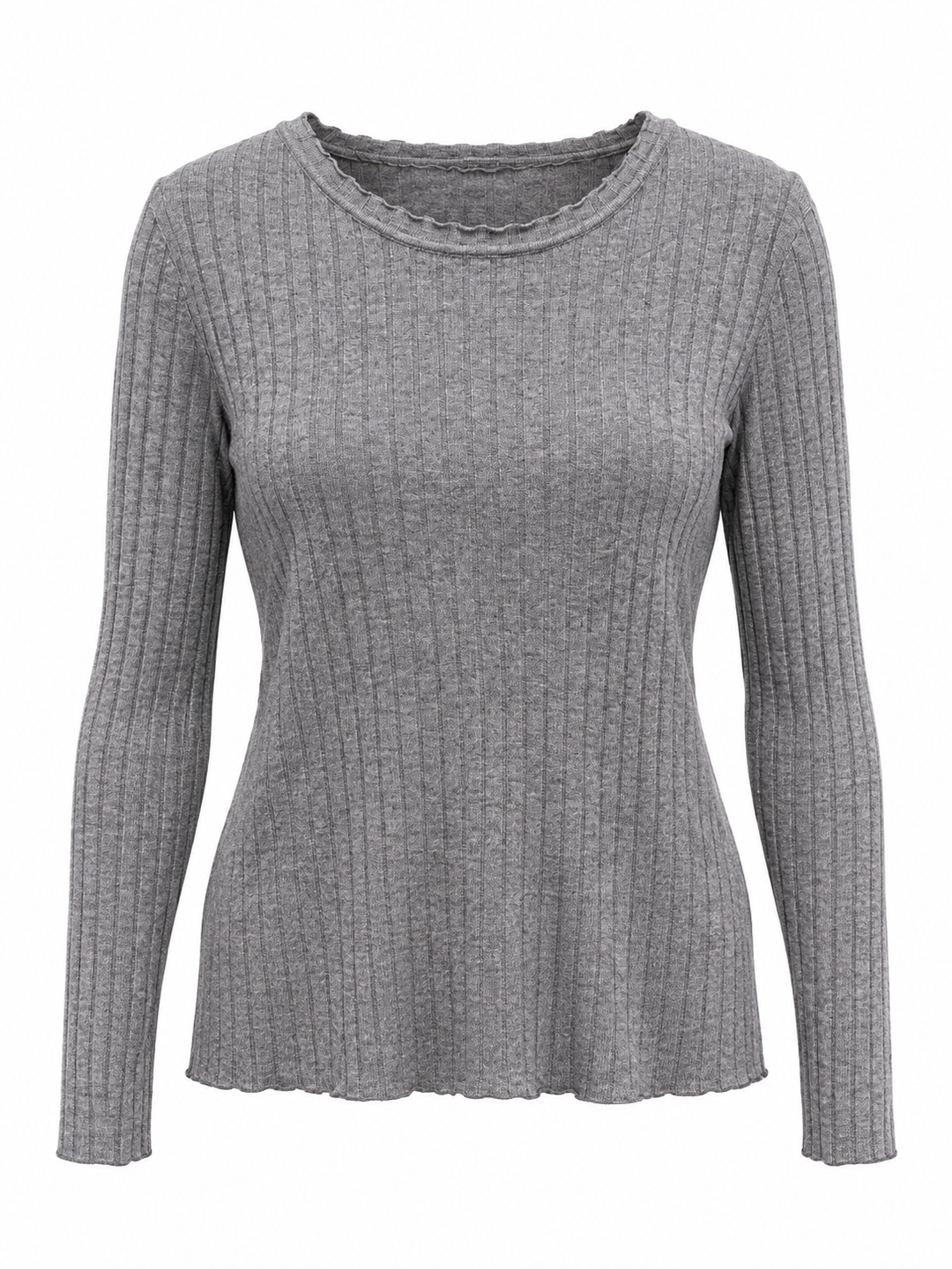 Tammy Rib Scoop Neck Top Grey