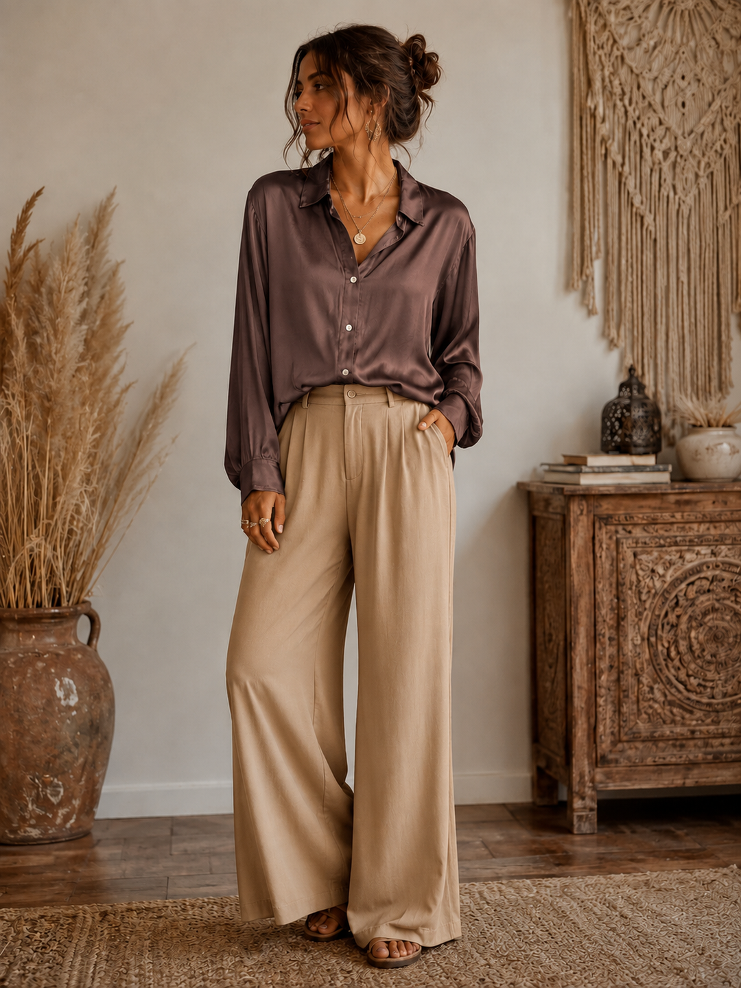 Gessenia Silky Shirt Chocolate