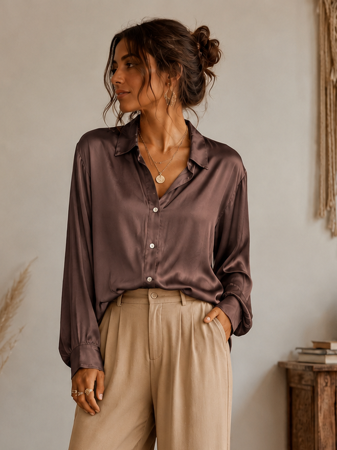 Gessenia Silky Shirt Chocolate