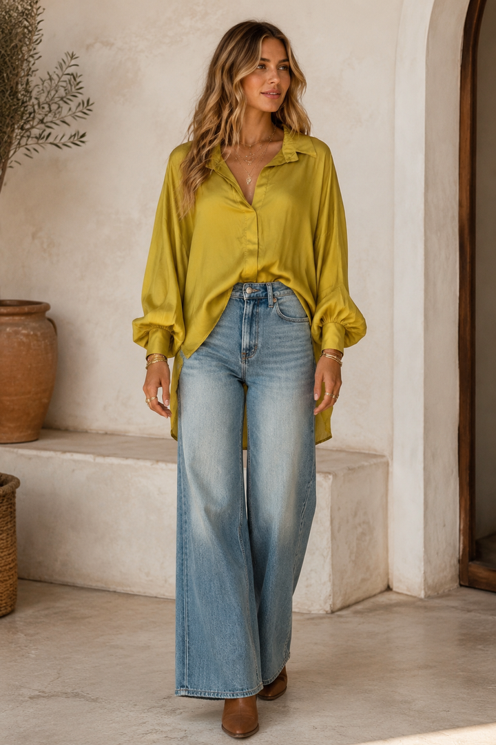 Sienna Silky Tencel Blouse Gold