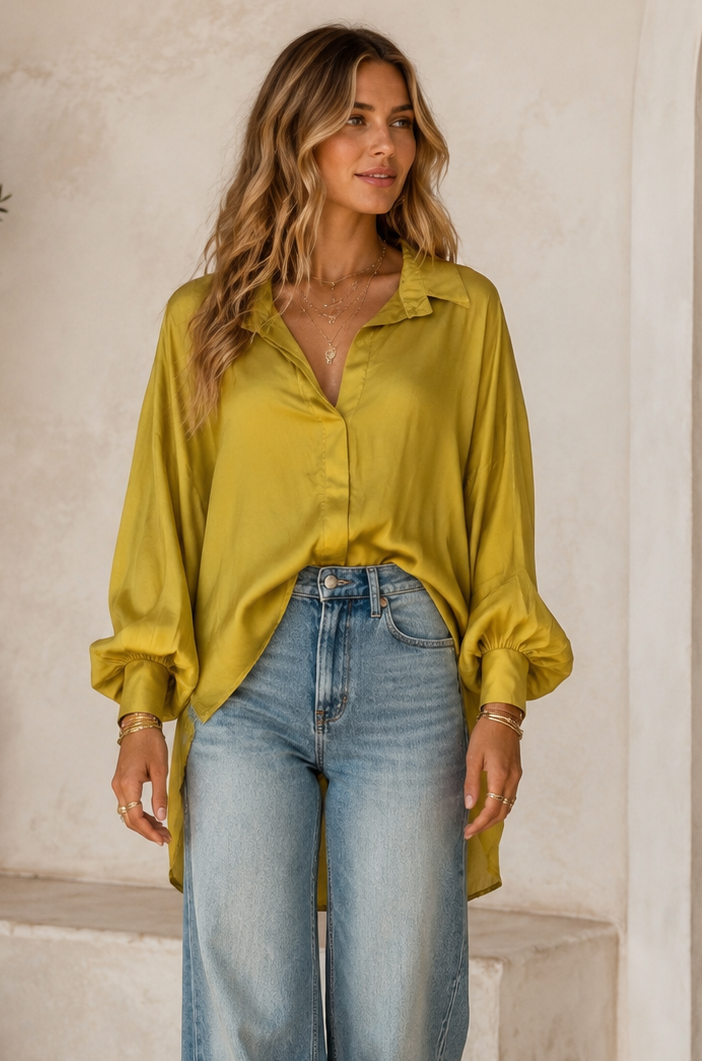 Sienna Silky Tencel Blouse Gold