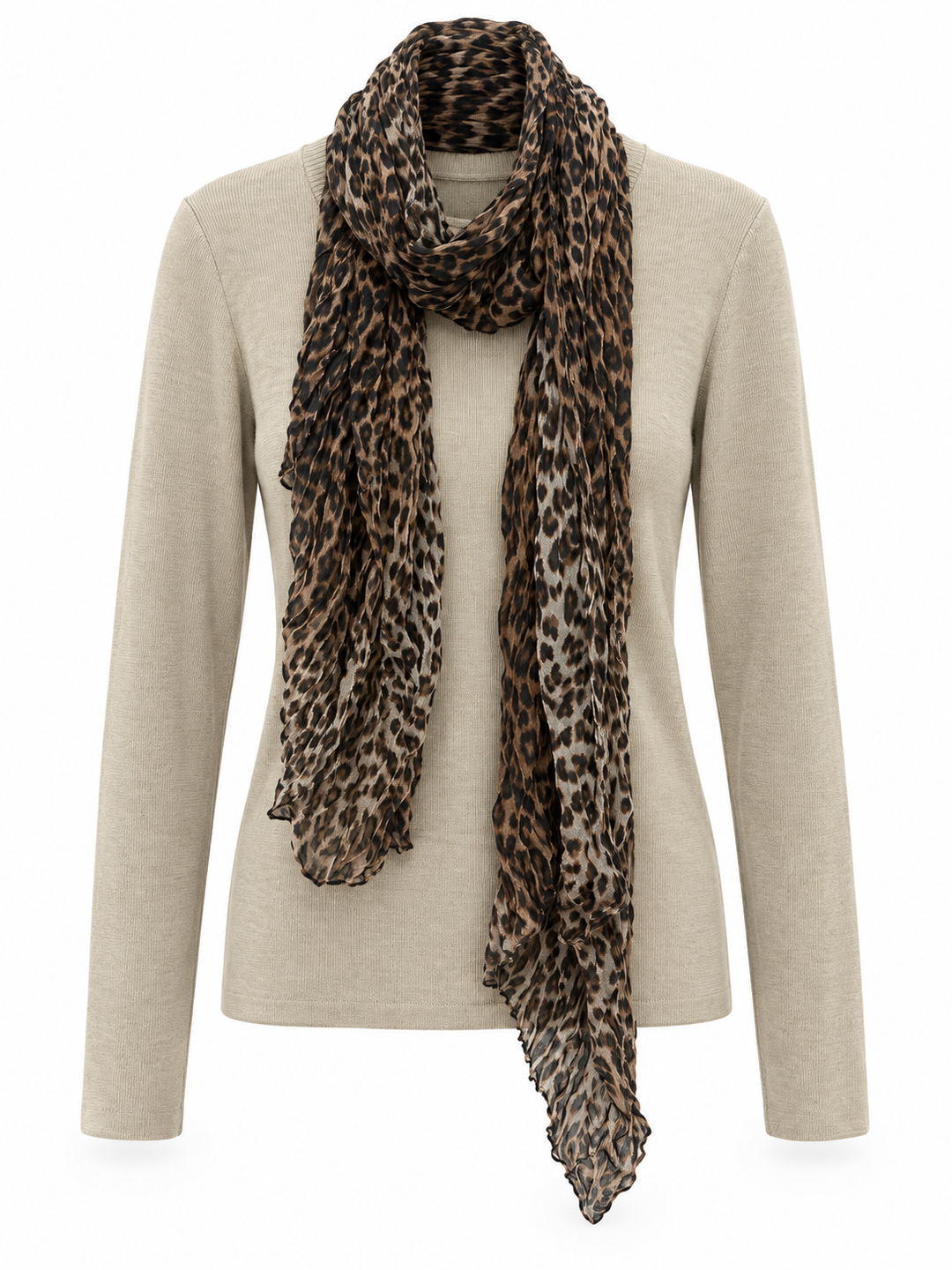 Leopard Scarf & Jumper Set Beige