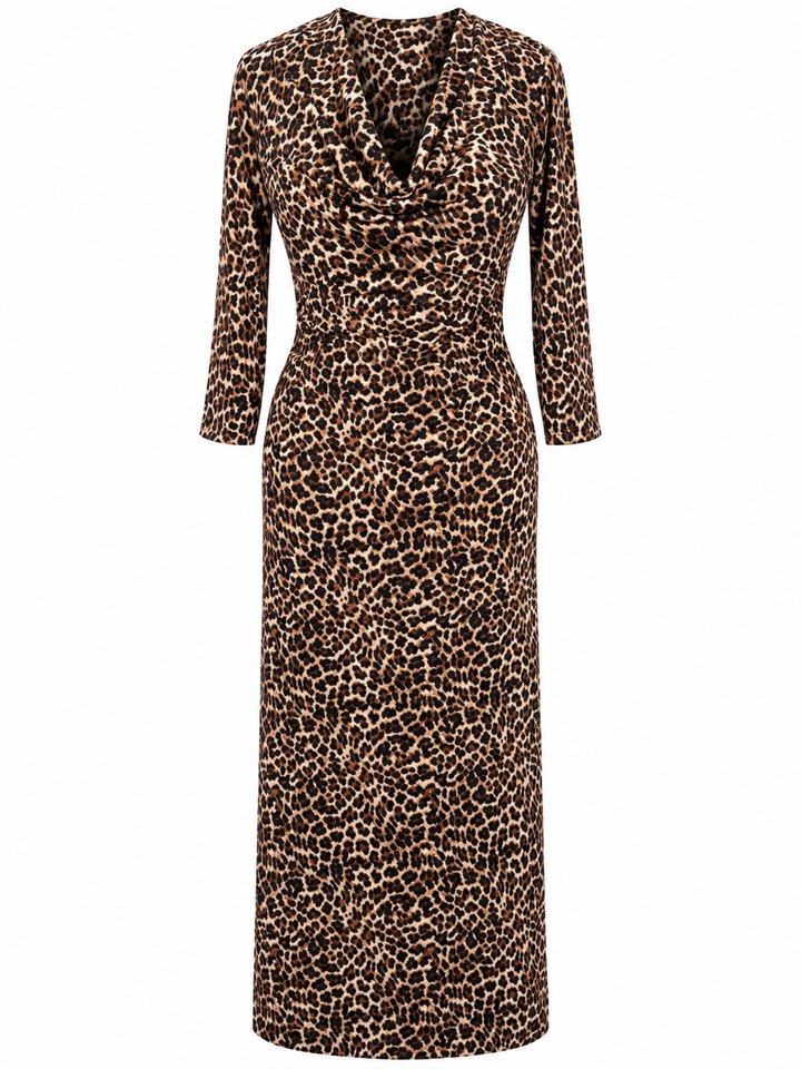Sasha Cowl Neck Dress Cheetah