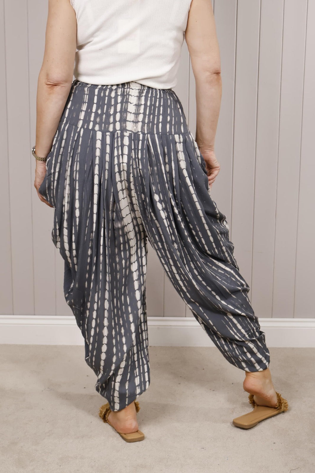 Tie Dye Harem Trousers Grey