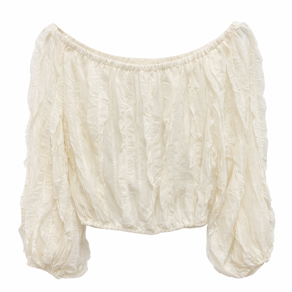 Ivy Shirred Gypsy Top Cream