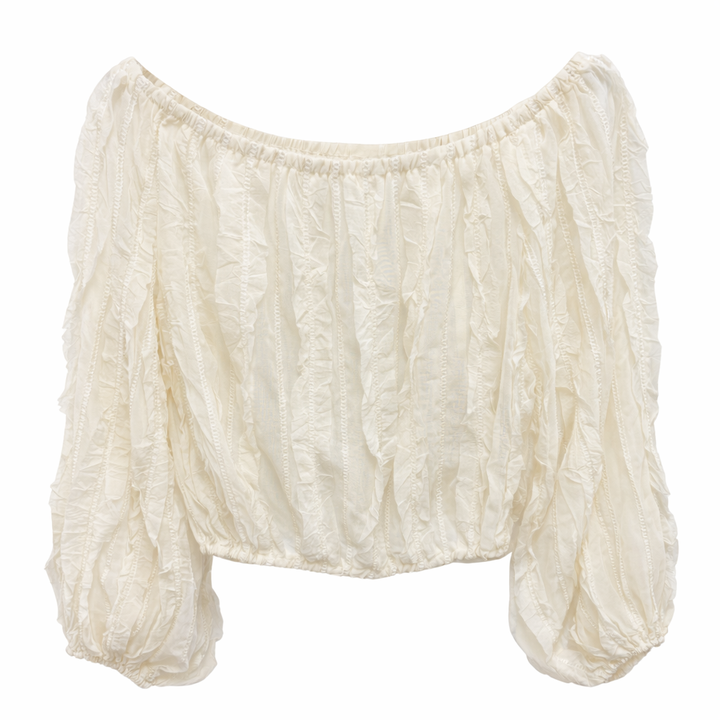 Ivy Shirred Gypsy Top Cream