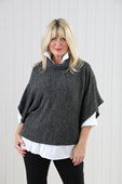 Dark Grey Cowl Poncho Top