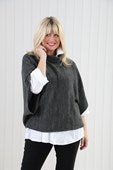 Dark Grey Cowl Poncho Top
