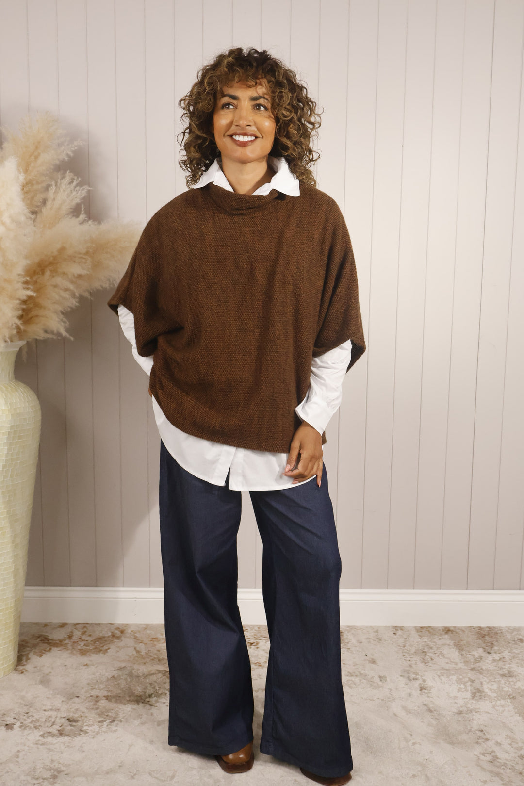 Toffee Cowl Poncho Top