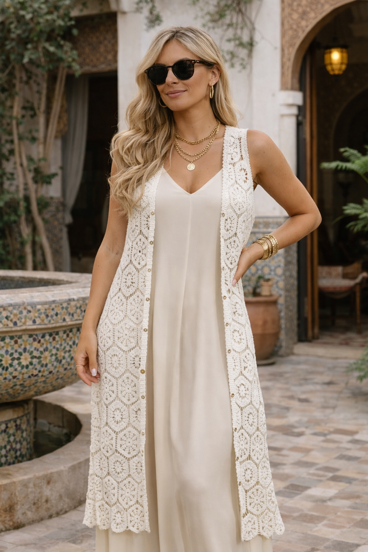 Azure Crochet Cardigan White