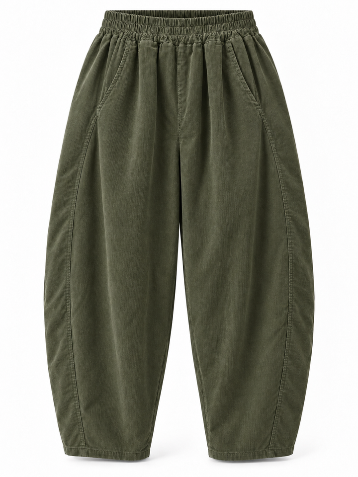 Tamara Needlecord Barrel leg Trouser Olive