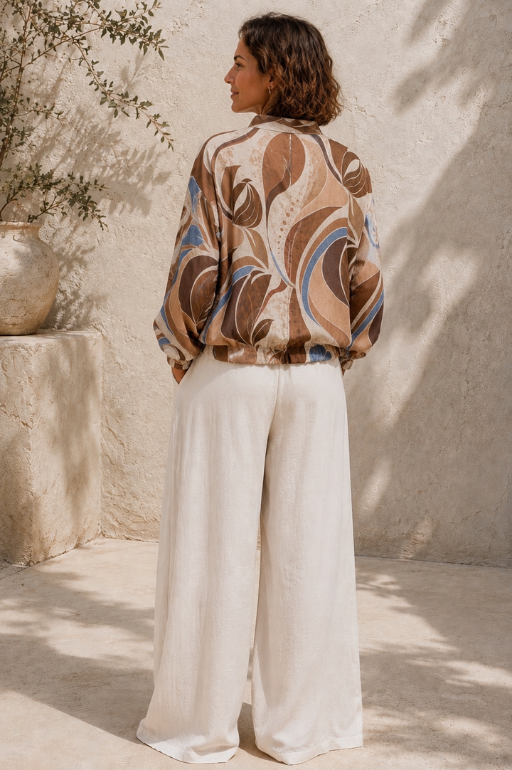 Mia Geometric Zip Jacket Chocolate