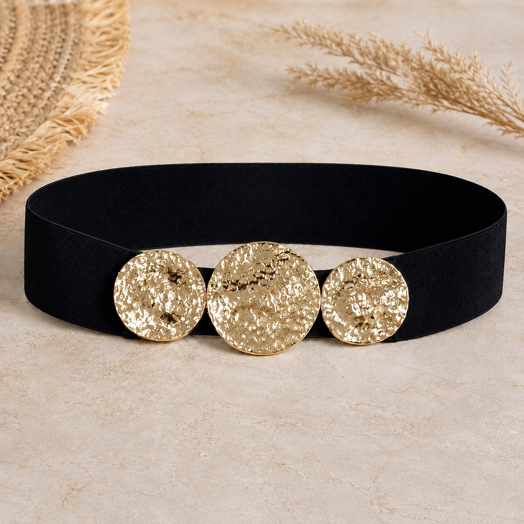 Luna Hammered Disc Stretch Belt Chocolate