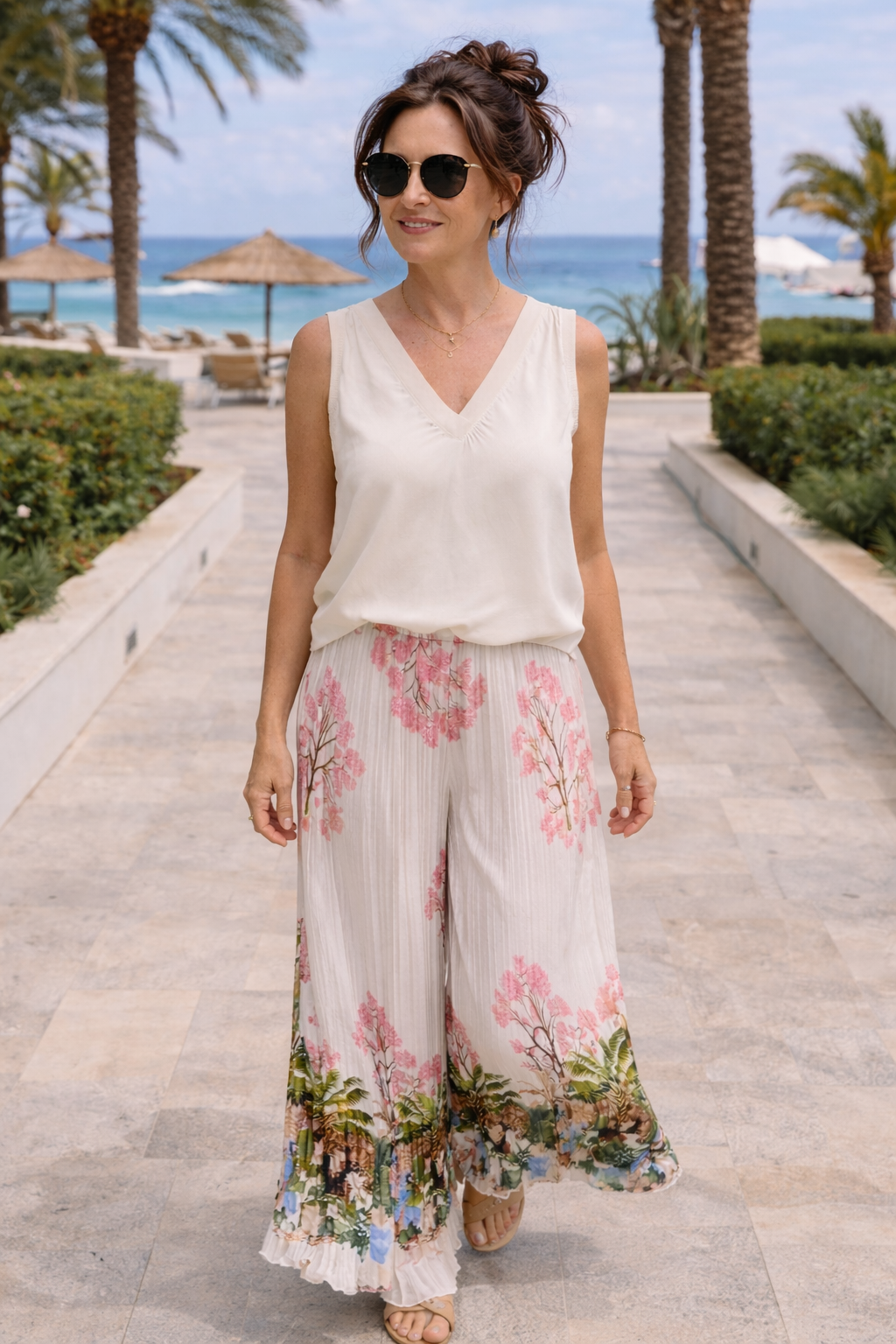 Portia Pleat Trousers Cream