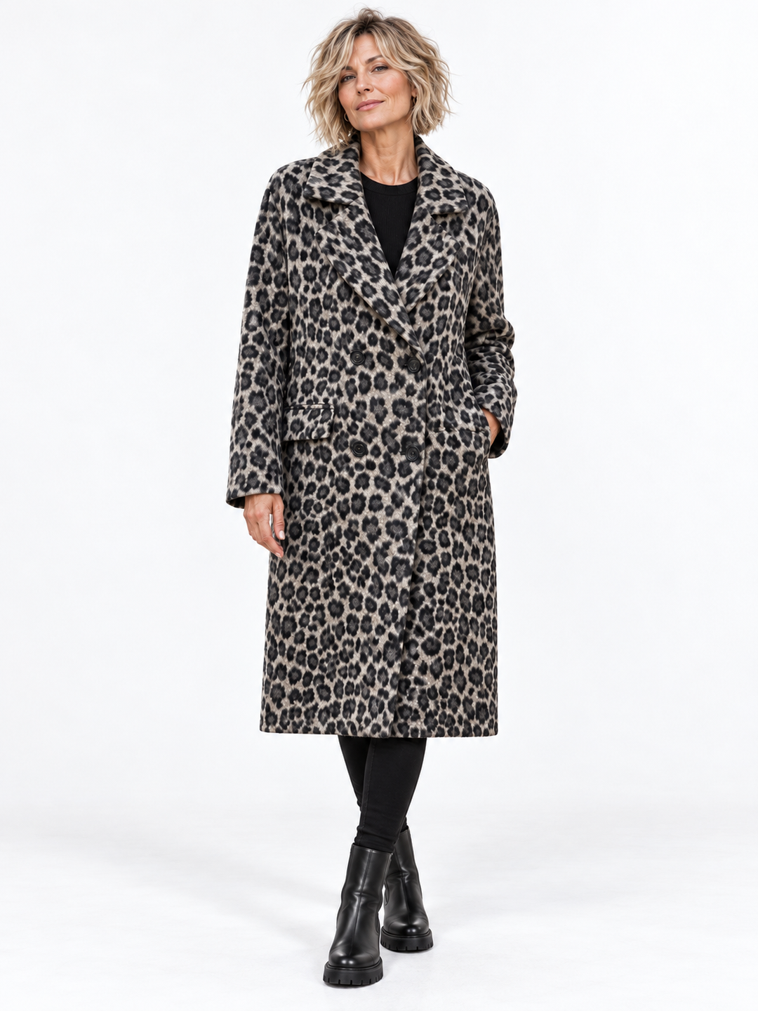 Lauretta Leopard Coat Grey