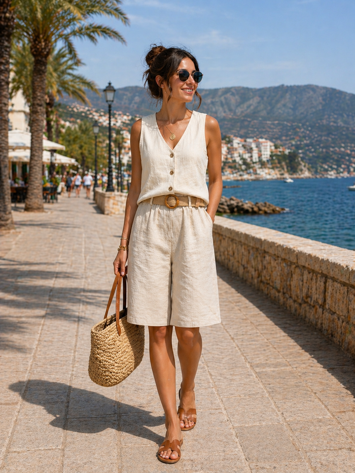 Bexley Belted Shorts Beige