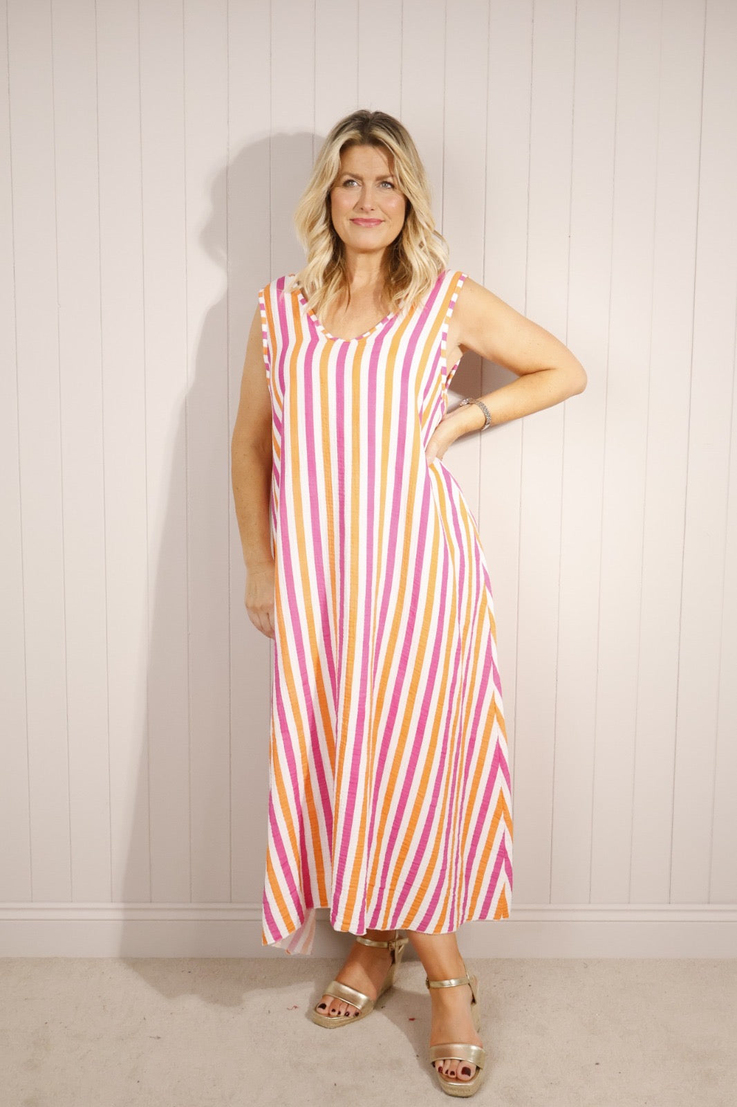 Sorrento Stripe Cotton Maxi Dress
