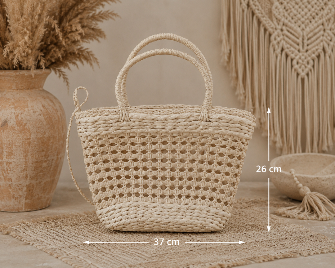 Capri Woven Basket Bag Cream