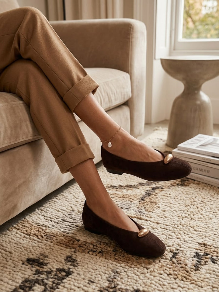 Tiffany Gold Trim Pumps Chocolate
