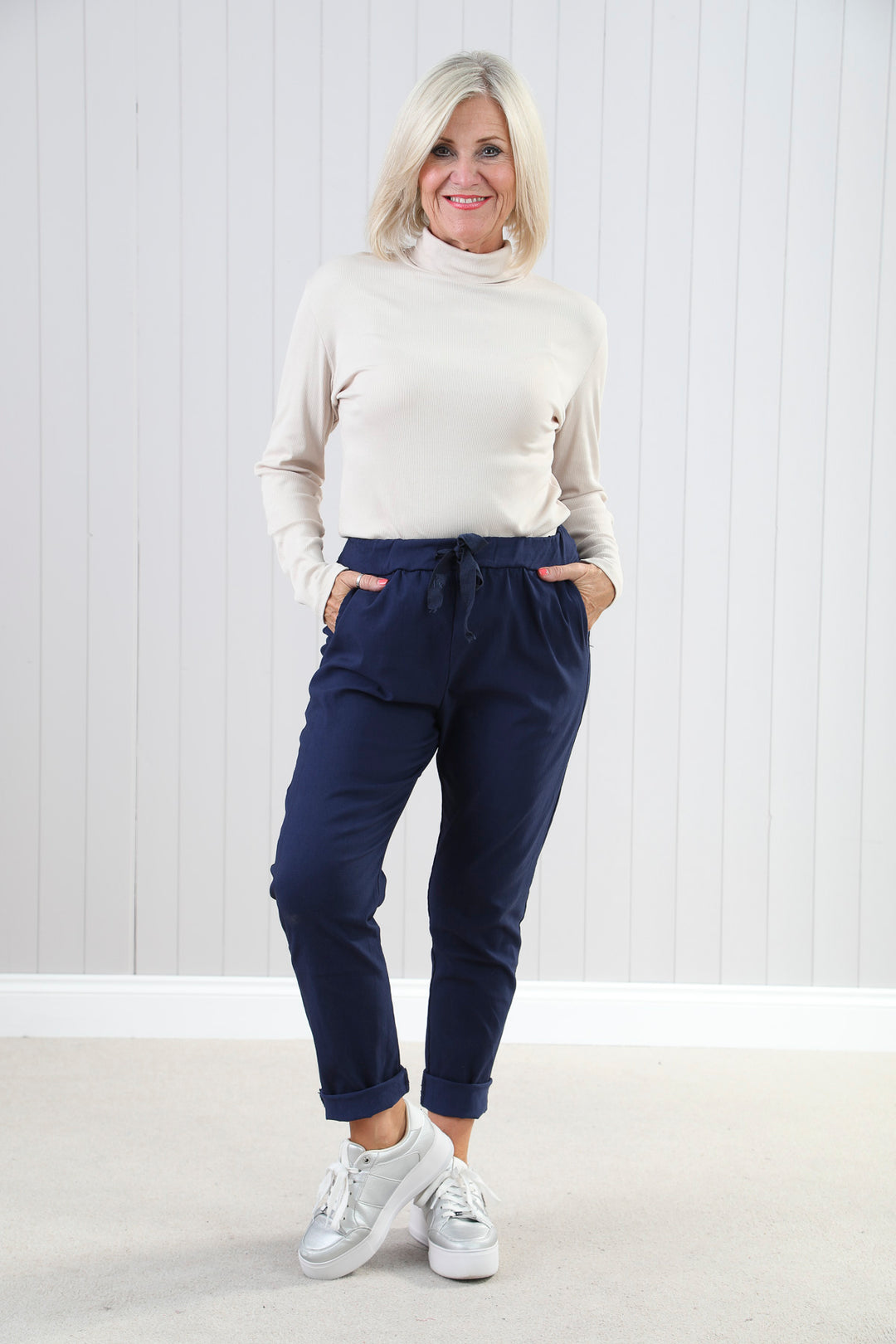 Navy Plain Magic Pants