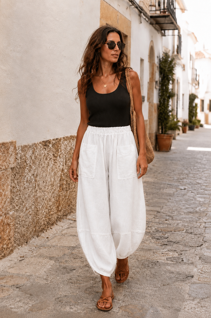 Tahlia Barrel Leg Trousers White