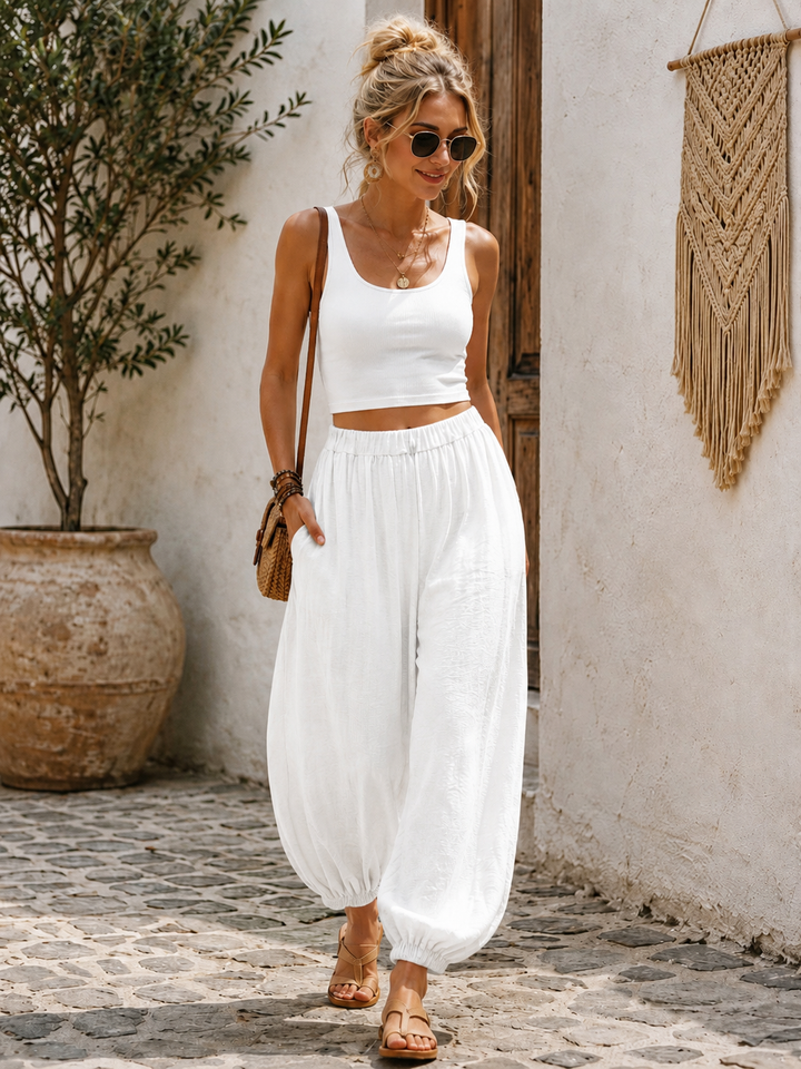 Hermosa Harem Trousers White