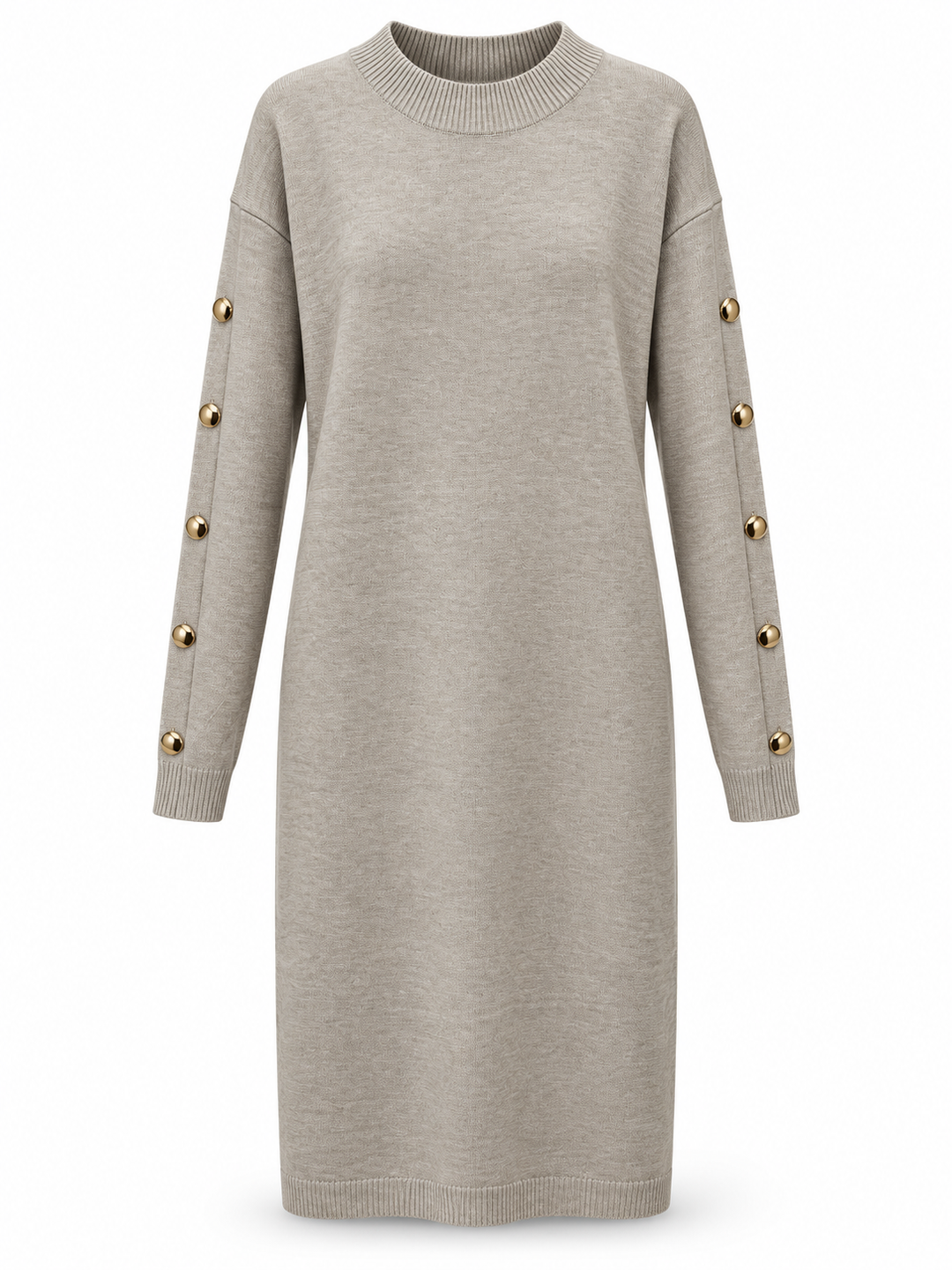Bellissima Button Jumper Dress Beige