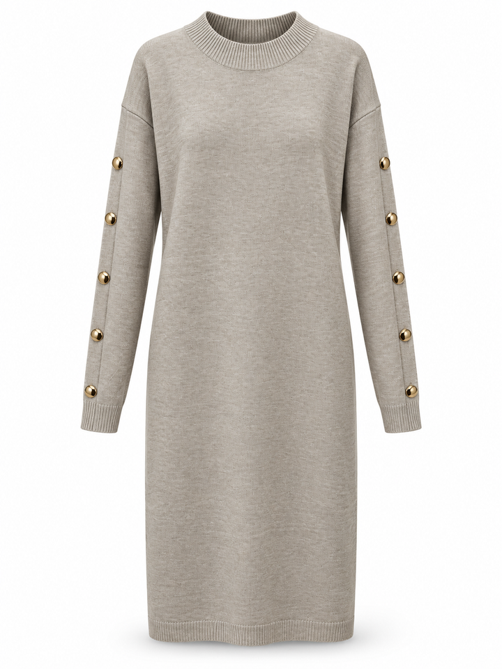 Bellissima Button Jumper Dress Beige