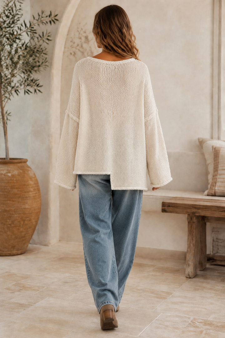 Asymmetric Oversized Jumper Cream