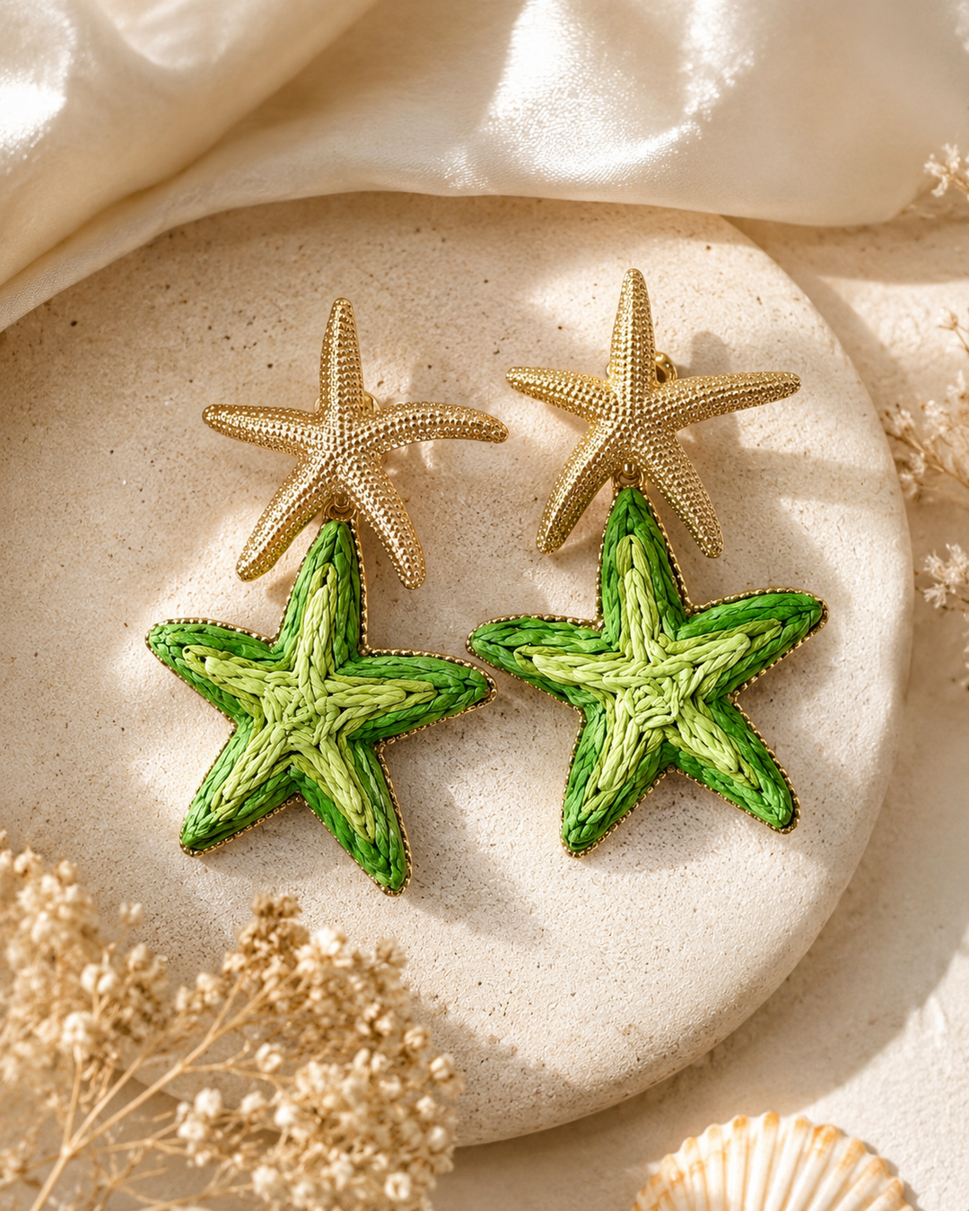 Seaside Star Raffia Drop Earrings