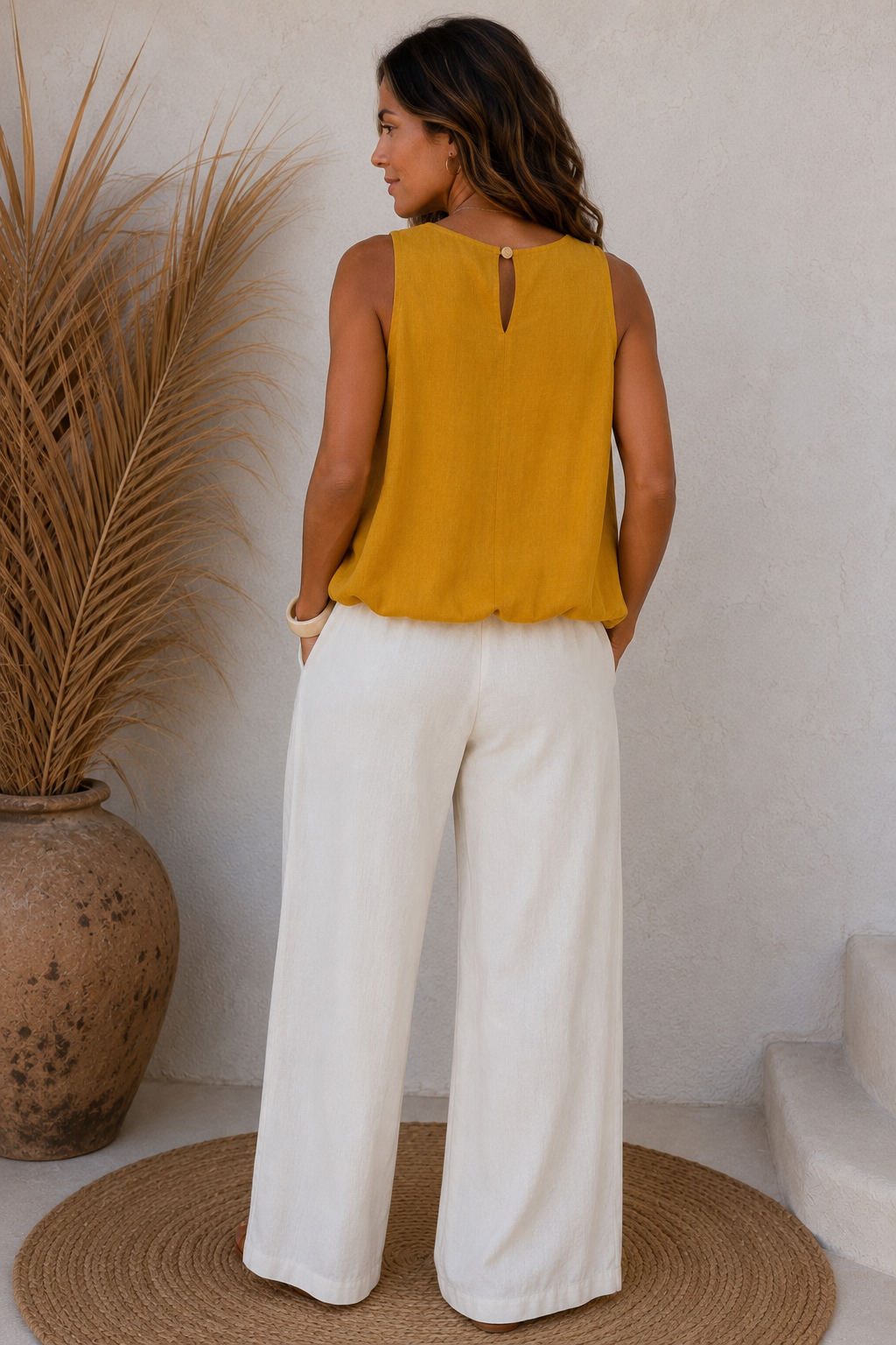 Leah Bubble Hem Top Mustard