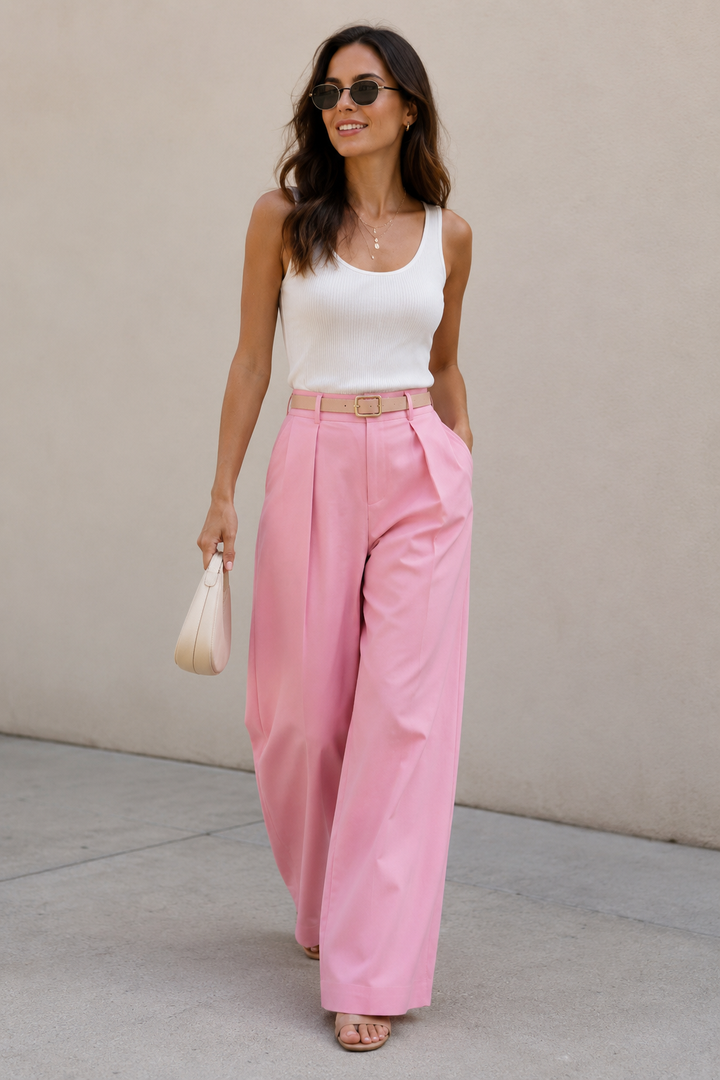 Brooke Barrel Leg Trousers Pink
