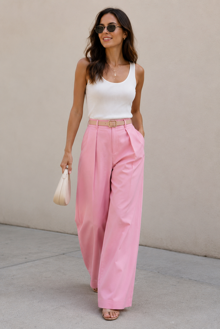 Brooke Barrel Leg Trousers Pink