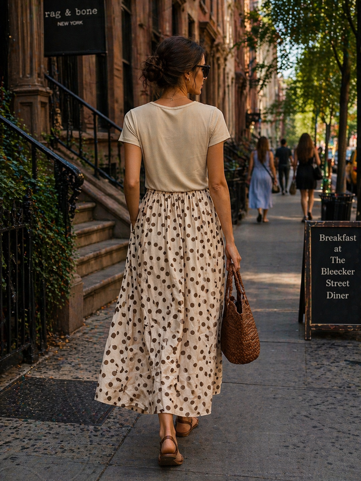 Venus Polka Dot Dress Cream