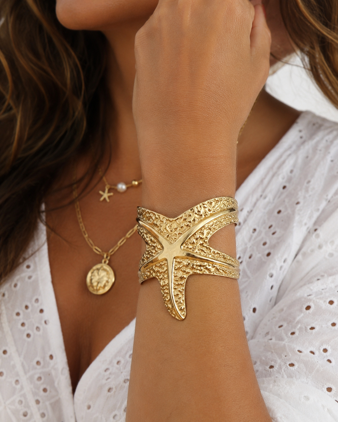 Golden Starfish Cuff Bracelet