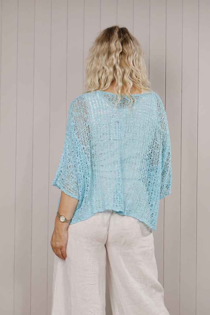 Poncho Popcorn Top Aqua