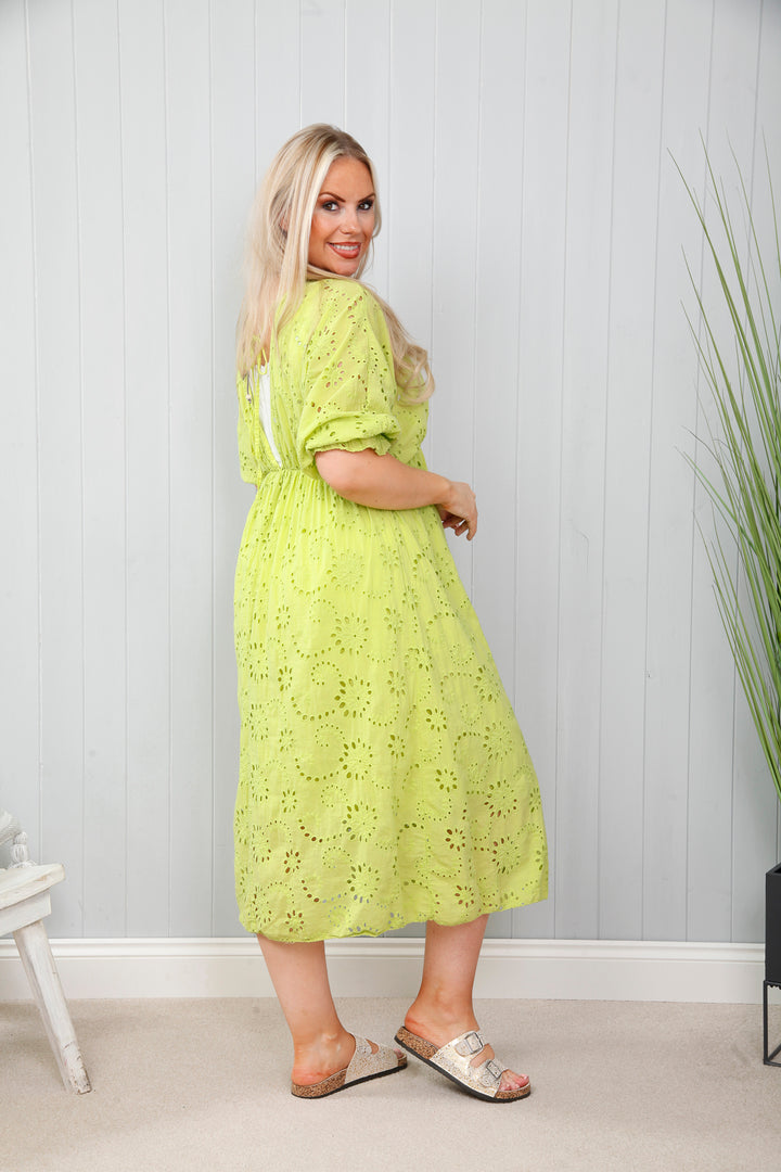 Broderie Anglaise Dress Lime