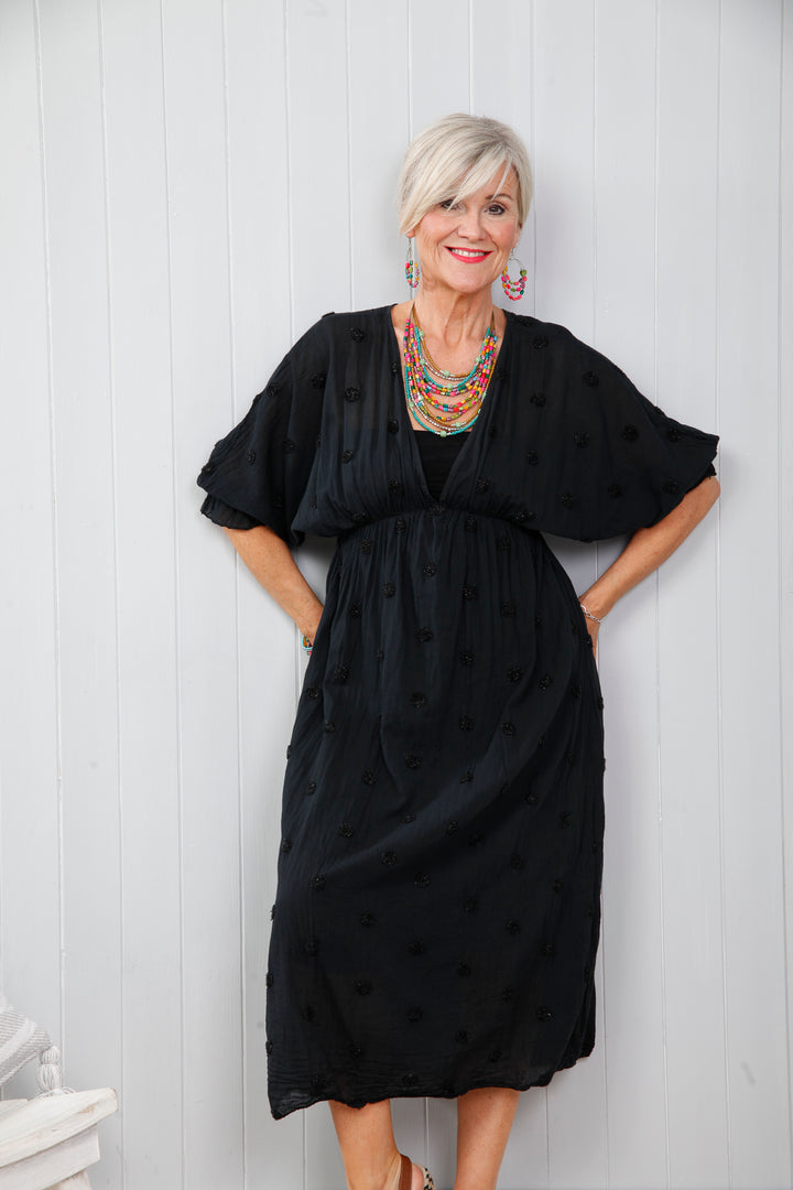 Leila Lurex Spot Dress Black