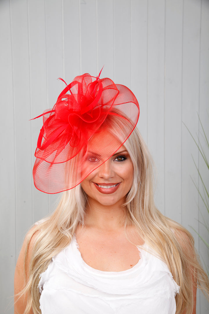 Elizabeth Fascinator Scarlet