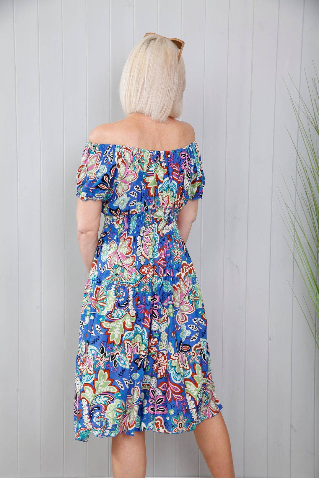 Fiona Floral Dress Royal Blue
